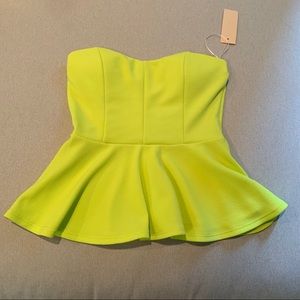 Lime green peplum strapless top